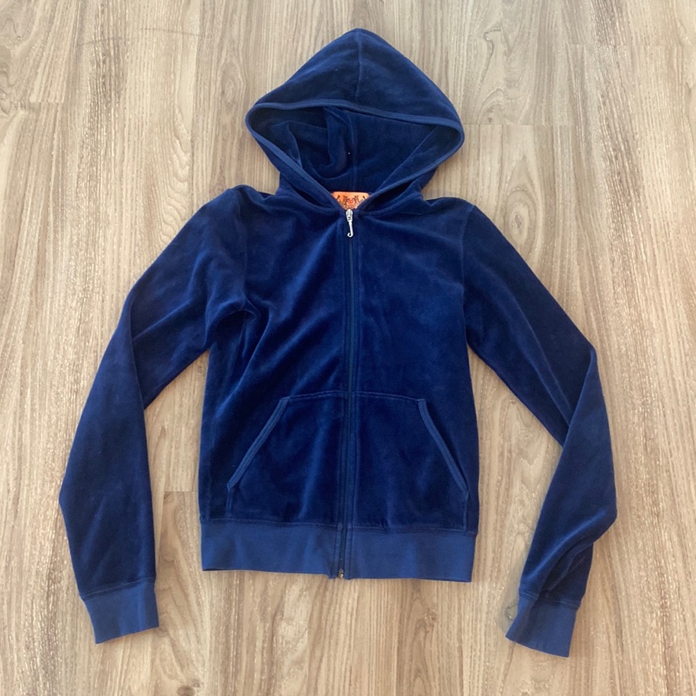 Juicy couture hoodie velour navy blue Small S